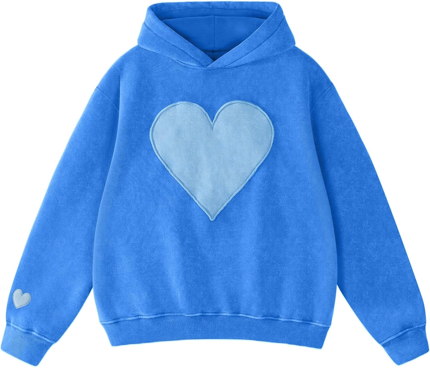 FAIABLE Womens Oversized Heart Patch Couples Hoodies Sweatshirts Heavyweight Vintage Fleece Hoodies for Women 2025
