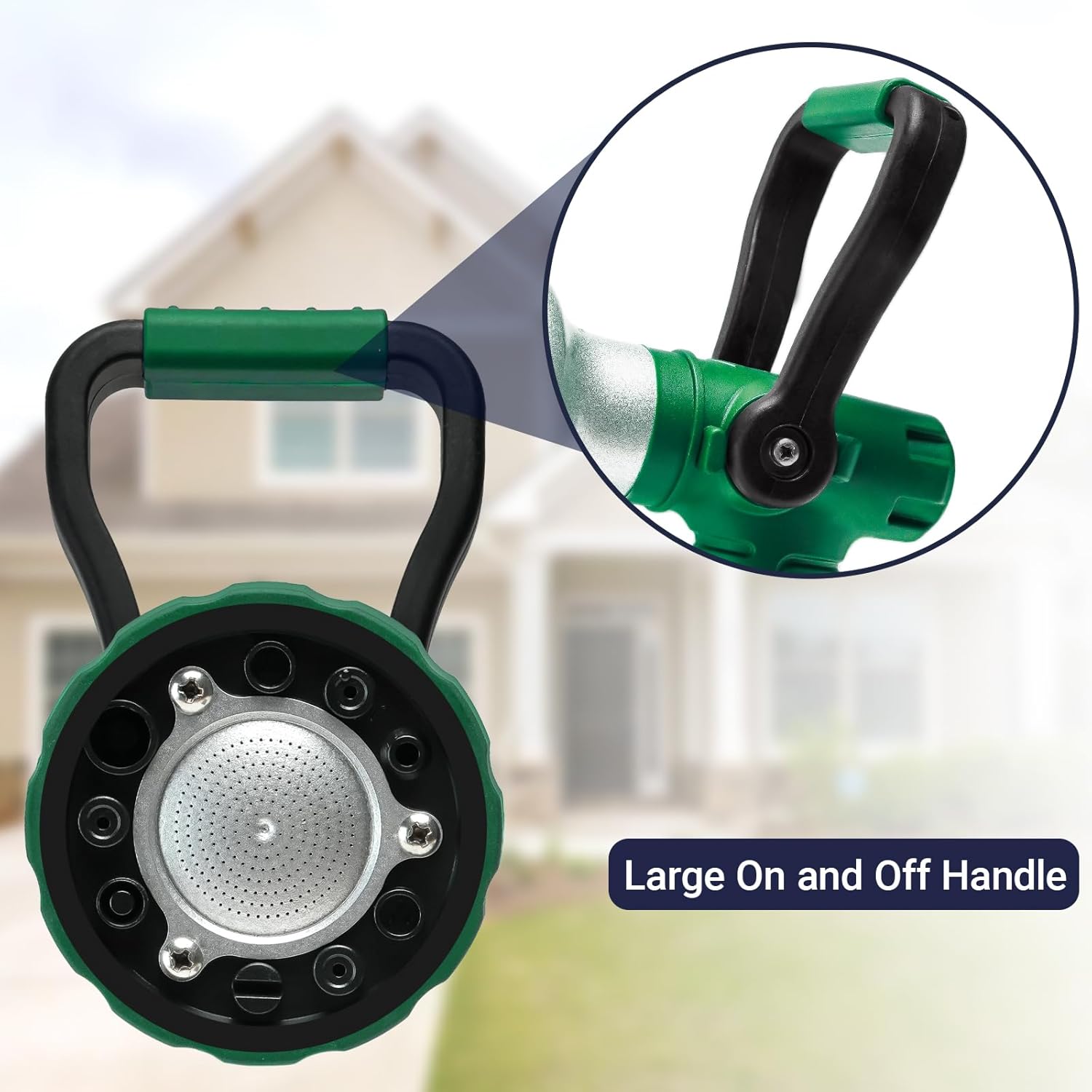 Garden Hose Nozzle, 6 Spray Patterns Heavy Duty Metal Water Nozzle with High Pressure for Watering, Cleaning, Washing (Green)