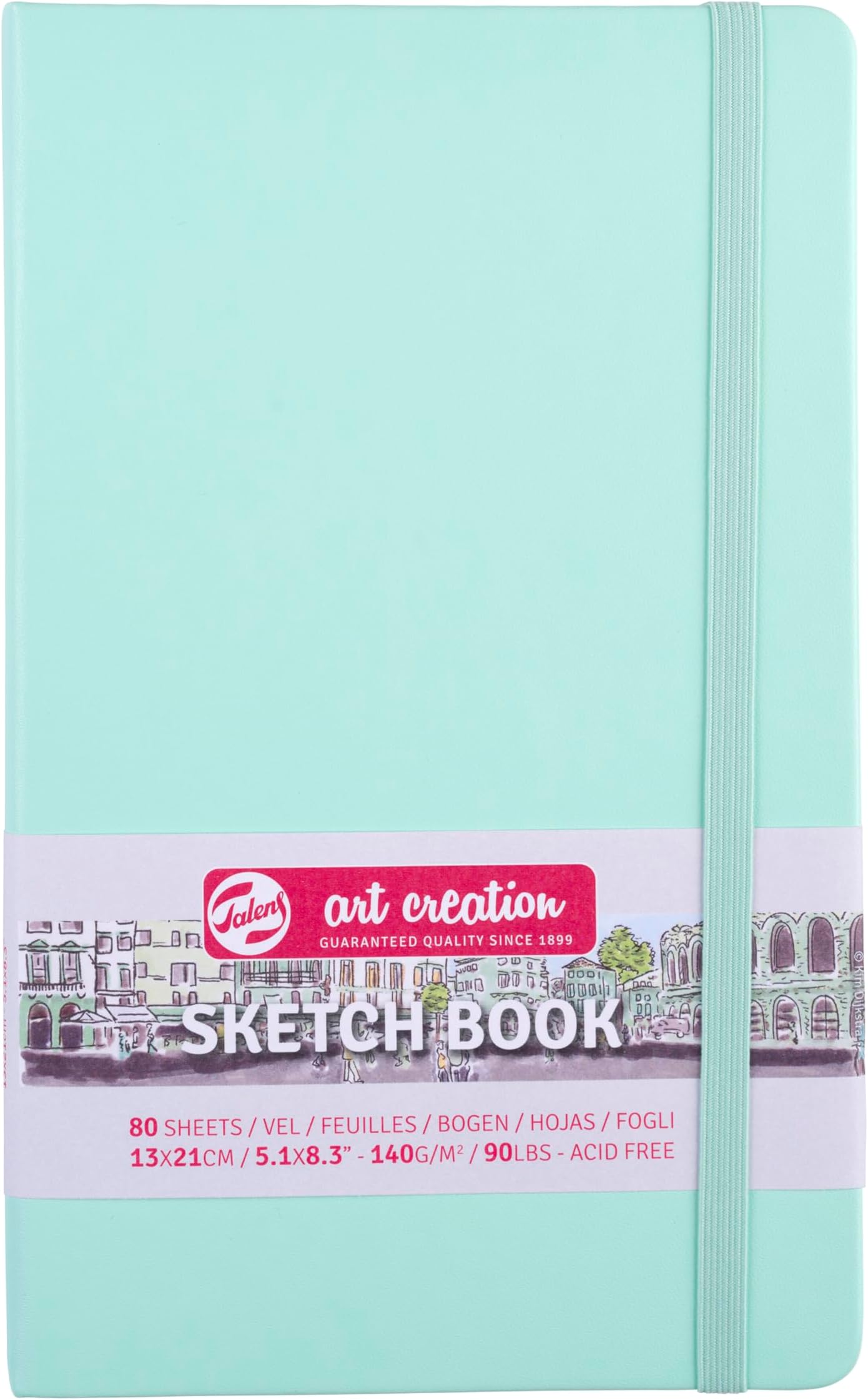 Talens T9314-032M Art Creations Sketchbook, Drawing Notebook, 5.1 x 8.3 inches (13 x 21 cm), Fresh Mint, Thickness: 4.1 oz/sq ft (140 g/m2), Fine, Acid Free Paper, 80 Sheets Bound
