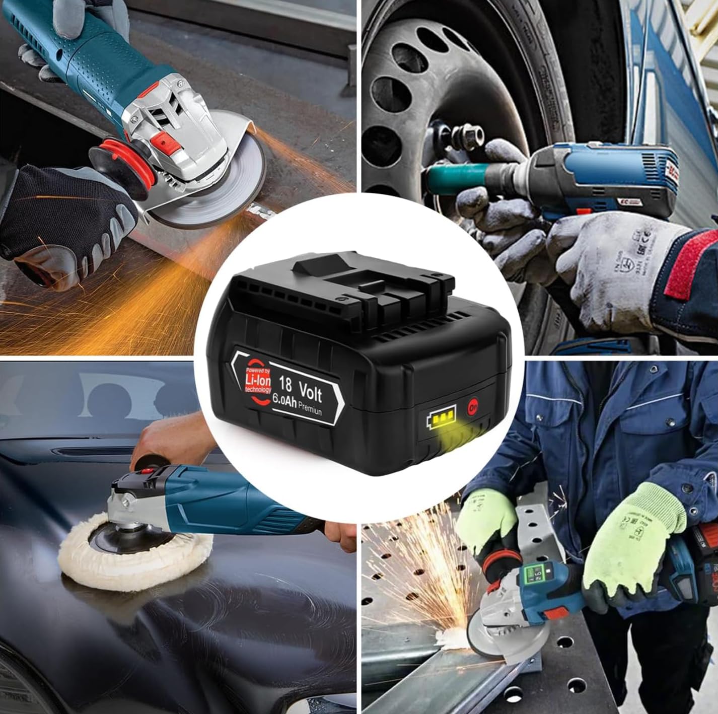 Batería de Repuesto para batería Bosch de 18 V, 6,0 Ah, 6000 mAh, 2 Unidades, Compatible con BAT618 BAT618G BAT609G BAT619 BAT619G BAT610G BAT610 con LED (baterías de Herramientas de 18 V)