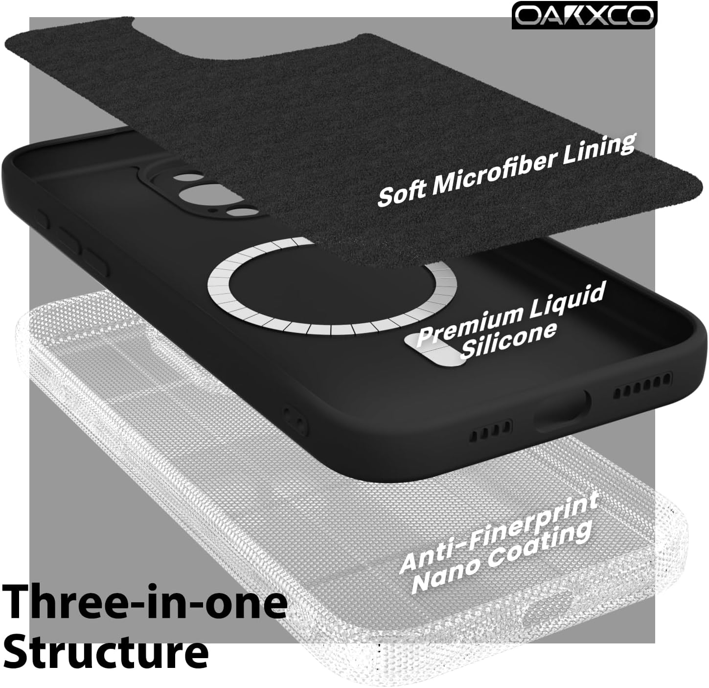 oakxco for iPhone 14 Pro Case Silicone Mag Safe, Magnetic Slim Thin Phone Case Compatible with Magsafe, Women Girls Cute Girly Aesthetic Soft Rubber Gel Safecase with Camera Cover, Black - Image 6