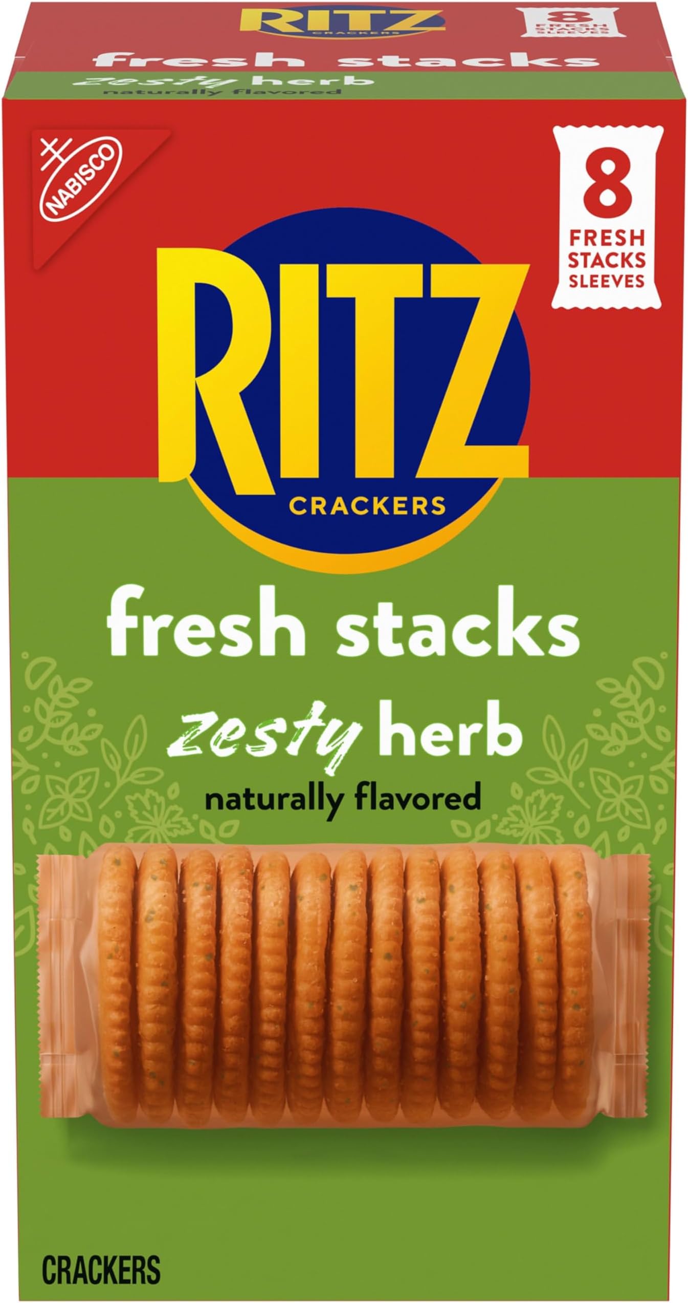 Fresh Stacks Zesty Herb Crackers, Travel Snacks, 11.8 oz (8 Multi Snack Packs)