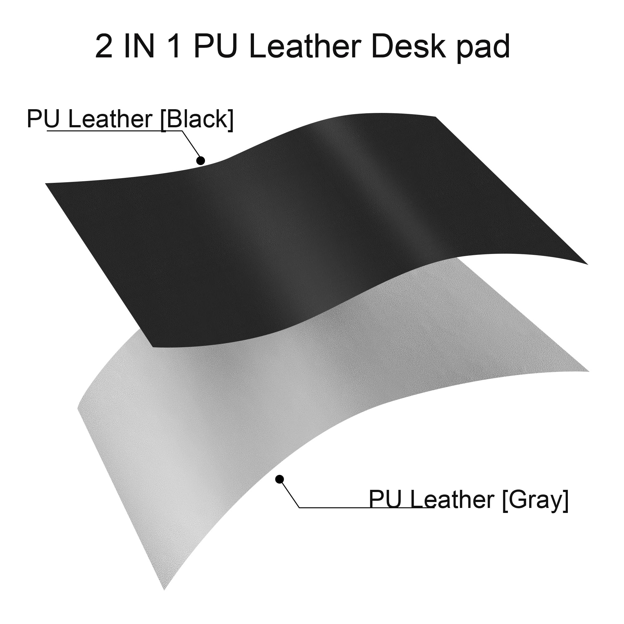 Chihein Tappetino da scrivania in pelle PU, 180,3 x 88,9 cm, doppio lato, grande protezione per scrivania, impermeabile, per ufficio, casa, gioco (nero/grigio)