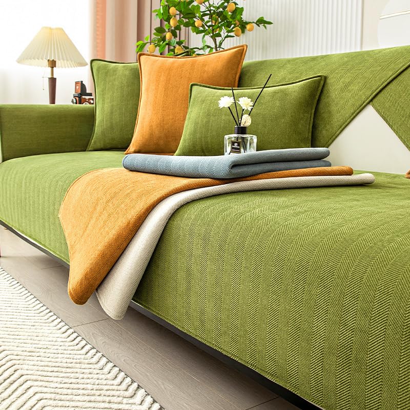 Herringbone Chenille Funny Fuzzy Couch Cover - Non Slip Sofa Slipcover With Luxuriously Soft Fabric - Ultimate Comfort & Protection For Furniture โ image 1