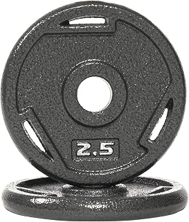 Fitvids Cast Iron 2-Inch Olympic Weight Plate for Strength Training & Weightlifting, Multiple Weights Available