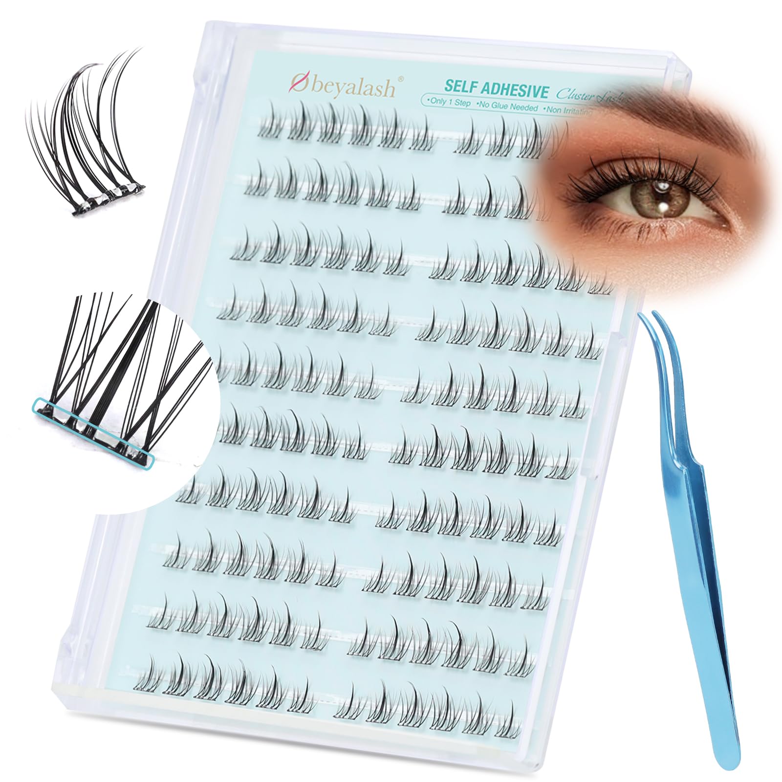 Obeyalash Pestañas Pre Glue 120pcs Pestañas Postizas Individuales Cluster Kit Pestañas Pelo a Pelo DIY Extensiones de Pestañas con Pinzas