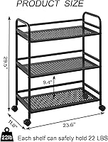 Vista 21 de 3-Tier Metal Utility Multipurpose Rolling Cart,Large Capacity Heavy Duty Cart with Lockable Wheels for Kitchen,Living Room,Office,Bathroom Storage