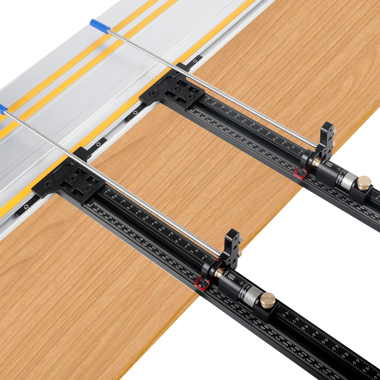 Sistema de guía paralela para sierra de oruga con parada de micro ajuste reversible, herramientas auxiliares de corte de carpintería de precisión con calibración cero compatibles con Festool