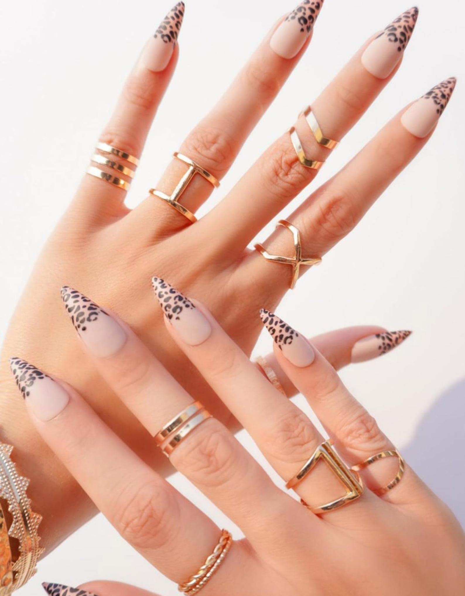 Amazon.com: EDA LUXURY BEAUTY NUDE BLACK MATTE ANIMAL PRINT FRENCH LUXE  DESIGN Press On Nails Full Cover Acrylic Nail Kit Artificial Nail Tips  False Nails Extra Long Pointed Almond Stiletto Nail Art