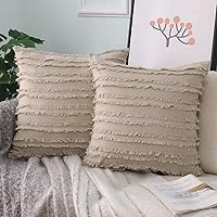 Vista 1 de GYROHOME Paquete de 2 fundas de almohada de algodón y lino, fundas de cojín decorativas, diseño de borlas, fundas de cojín modernas con flecos