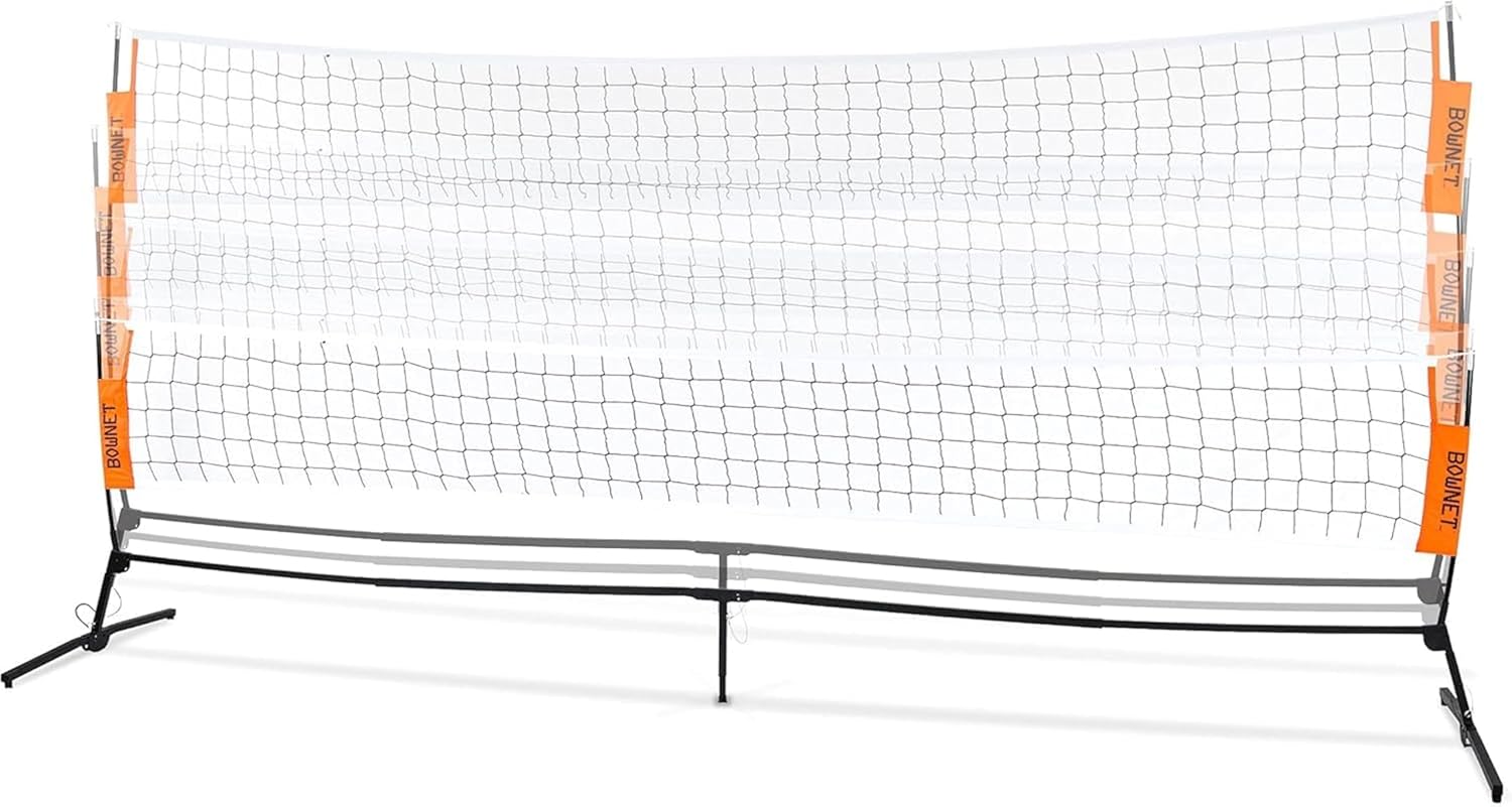 Bownet Portable Junior Portable Volleyball Net (4'6" to 7) -Outdoor Backyard Set - Carrying Bag - Quick Setup - Powder-Coated Steel Frame, White (Bow-VB JR NET)