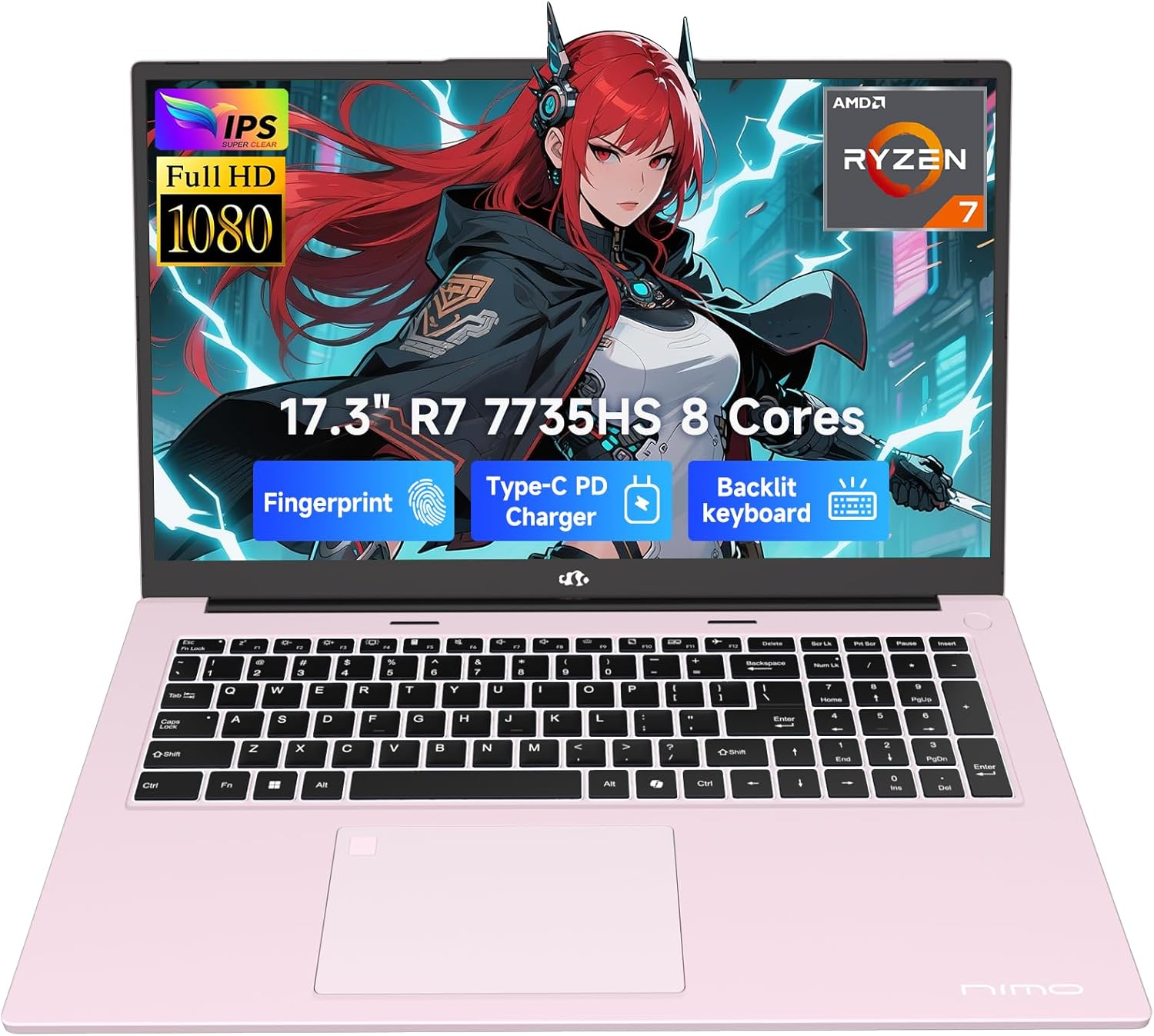 NIMO 17.3″ Gaming-Laptop, AMD Ryzen 7 7735HS (8C/16T, Beats i7-12650H) 16GB DDR5…