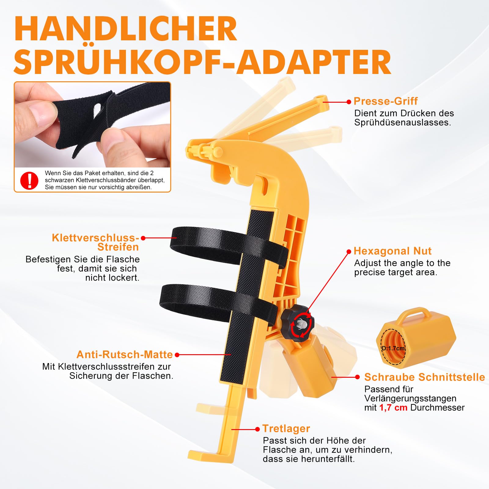 Spraydosen-Verlängerungsadapter – Für Wespenspray, Sprühfarbe, Fensterreiniger, Verstellbar, Gelb