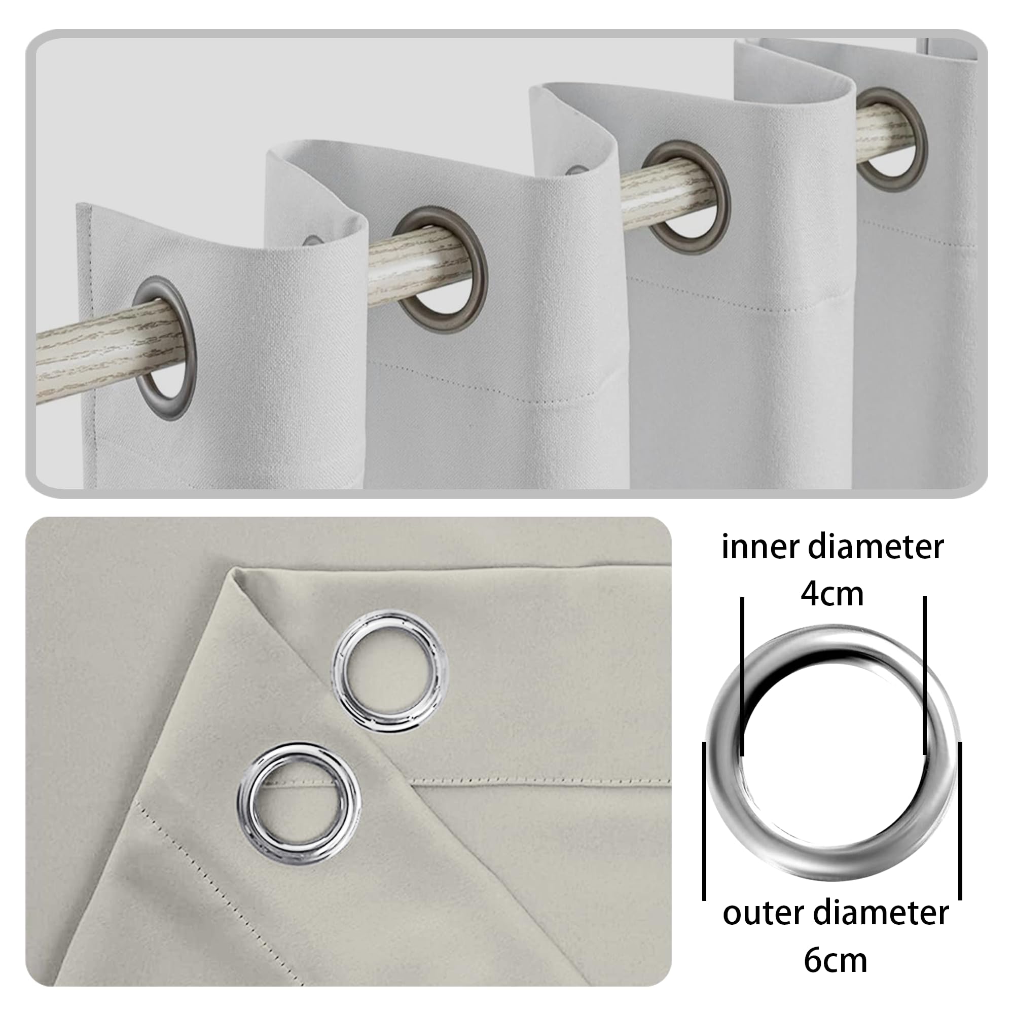 Rideau Occultant 170 x 70 cm Isolant Anti Froid 100% Lumiere Bloquer Anti Chaleur Occultant Rideau Chambre Installation Facile pour Chambre Adulte Salon, Blanc