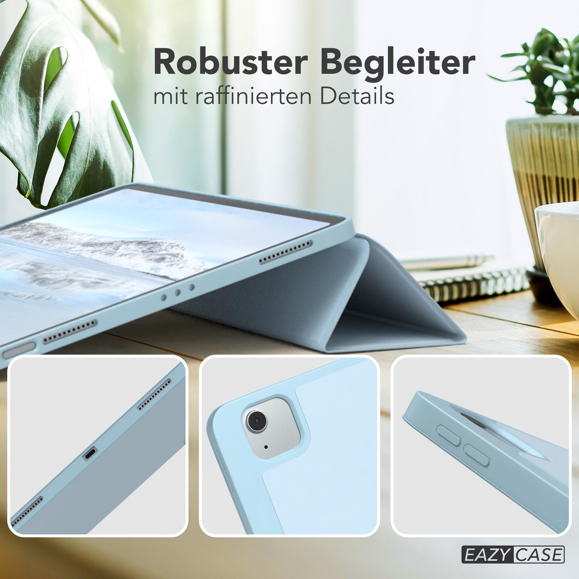 EAZY CASE Schutzhülle Mit Stifthalter Für IPad Mini 6 (2021) – Aufstellbar, Auto Sleep/Wake, Blau