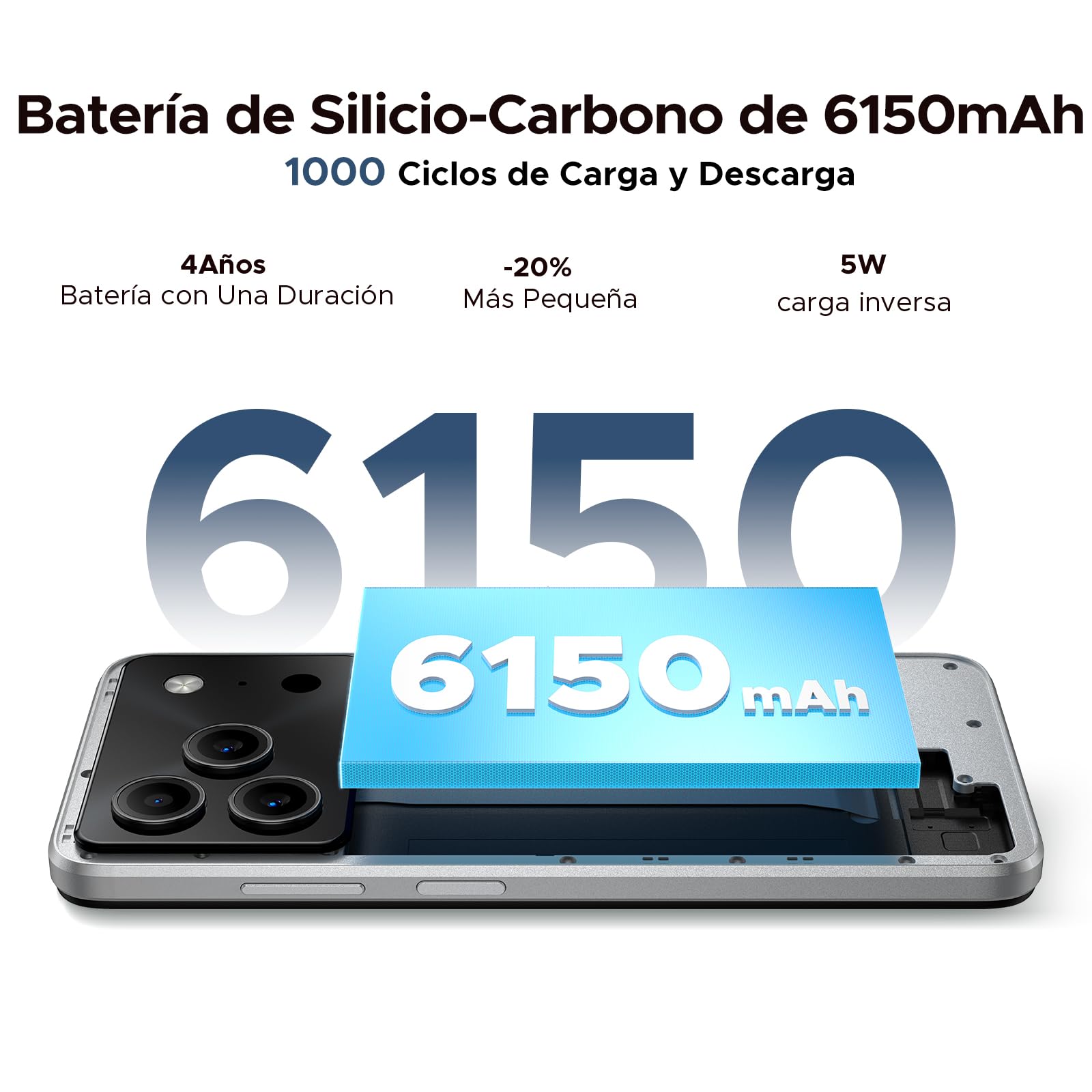 NOTE56PRO Android 16 Telefono Movil Libres, 6150mAh 32GB+128GB/2TB Smartphone, Octa Core Telefonos Moviles HD+ 6,56", Cámara 13MP+8MP Teléfono Móvil, Gemini AI/Dual SIM/Face ID/Widevine L1