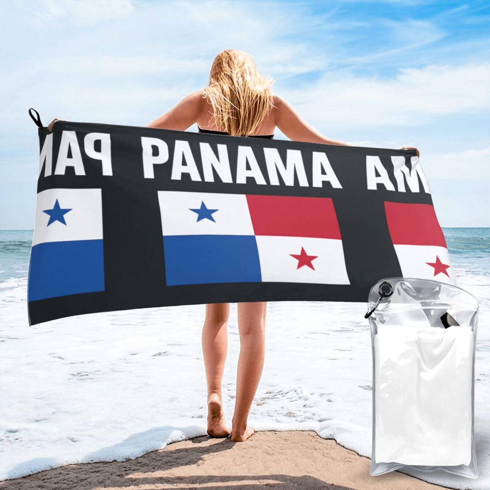HLBSDM Panama Flag Print Beach Towel Quick Dry Portable for Swimming Yoga Travel Campers