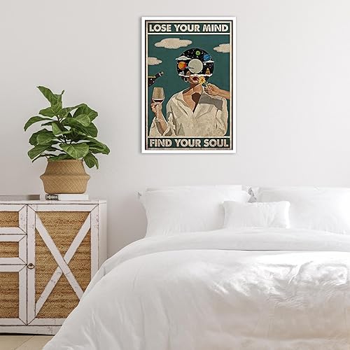 Miniatura 10 de Quark Póster vintage con texto en inglés Lose Your Mind Find Your Soul (Lose Your Mind Find Your Soul) para pared de salud mental, arte abstracto y