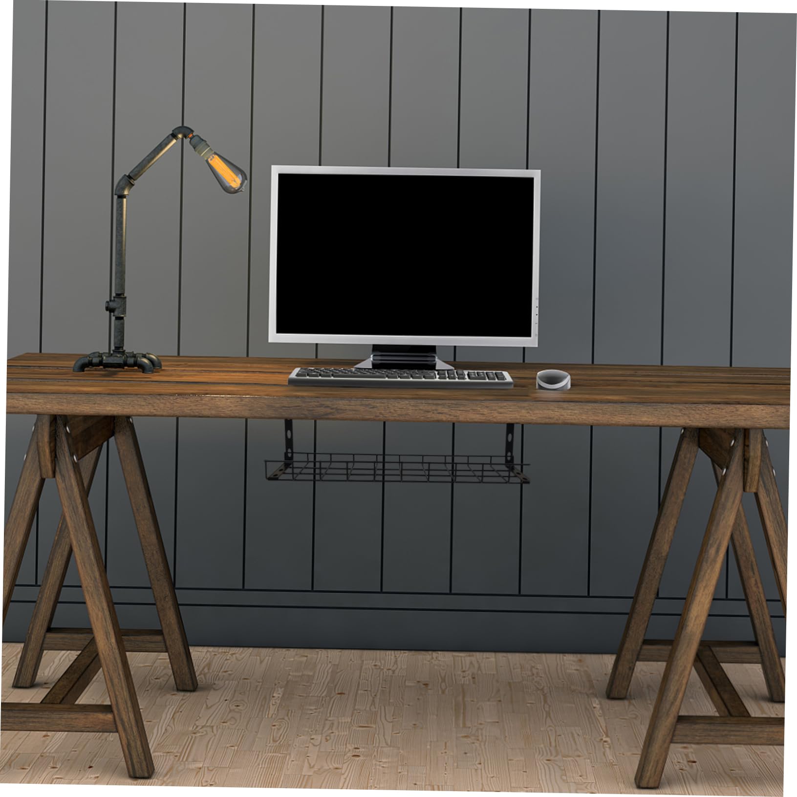Organisateur de Câbles en Fer sous Bureau Noir, Rangement