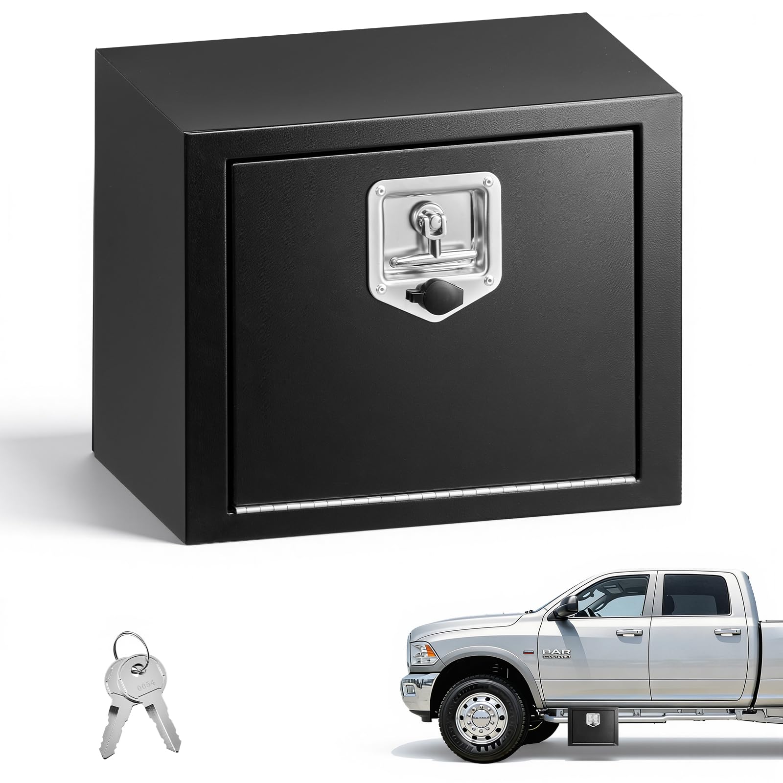 VEVOR Cassetta Porta Attrezzi Sottopianale per Camion Rimorchio Furgone, Cassapanca Portaoggetti Sotto il Pianale di Veicoli 457 x 305 x 356 mm in Acciaio Carico max 30 kg, Cassetta per Attrezzi