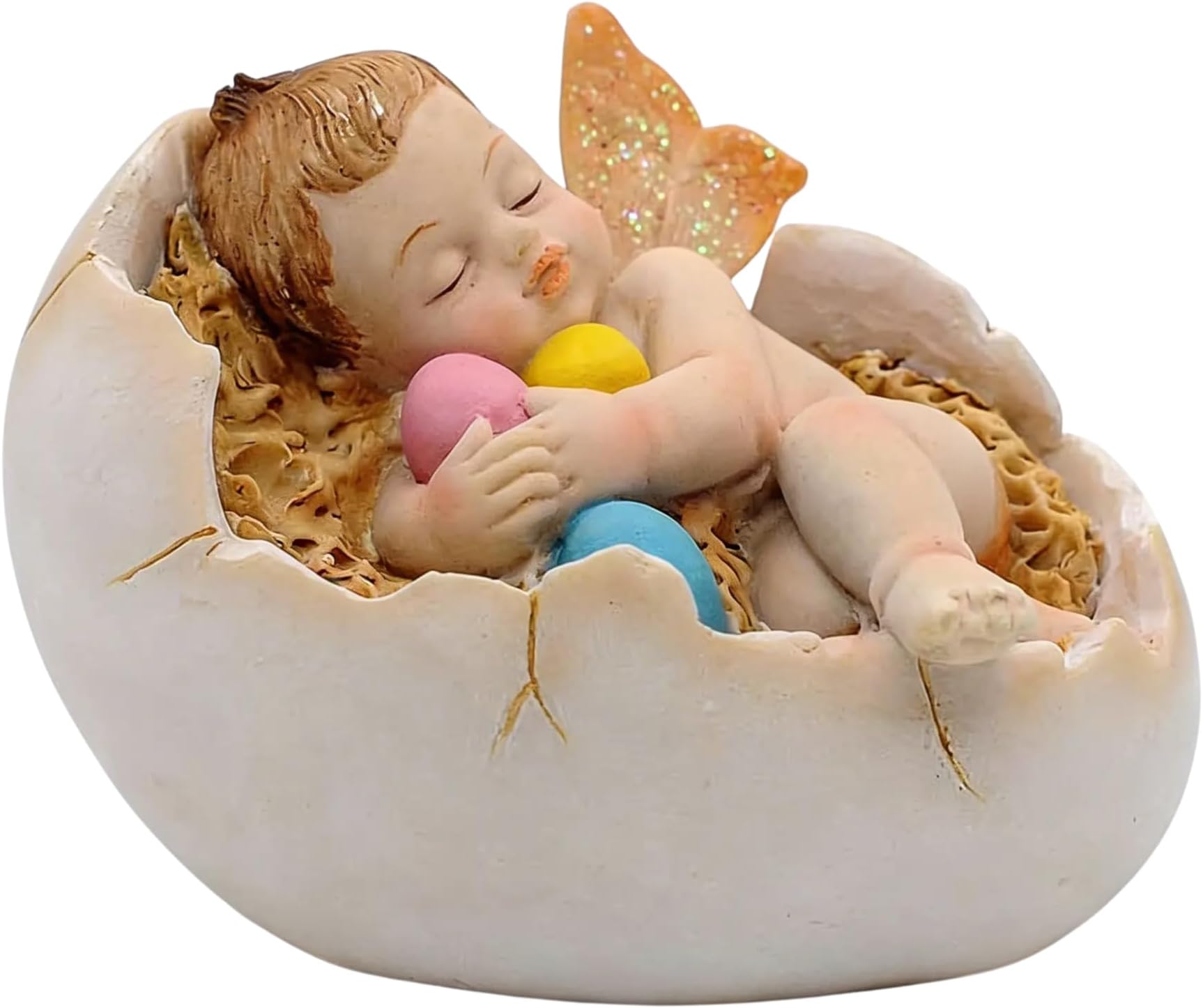 Comfy Hour 4.5" Sleeping Cherub in Egg Figurine, Decorative Angel Statue, Sweet Peace Collection, Hand-Painted Artisan Ornament for Home Office Shelves, Polyresin Tabletop Accent, 1 Unit