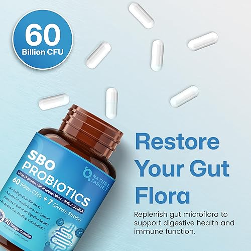 Miniatura 7 de NATURE TARGET Probióticos para mujeres y hombres, 60 mil millones de UFC, prebióticos y probióticos para la salud intestinal - Probiótico SBO apoya