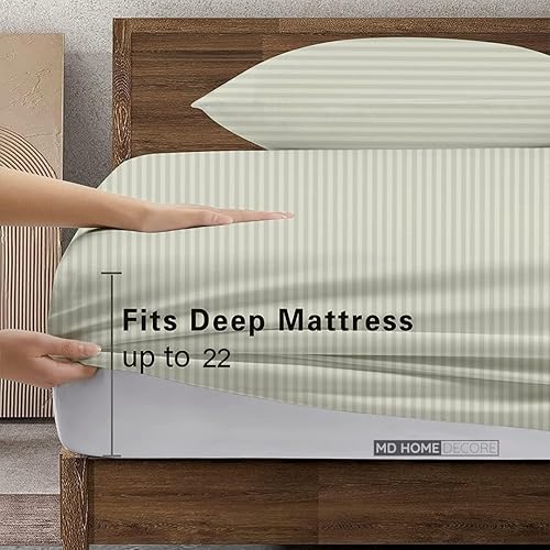 Miniatura 125 de Juego de sábanas de bolsillo extra profundas (4 piezas) 100% algodón egipcio de 400 hilos, bolsillo profundo de 22 pulgadas, sábana bajera ajustable