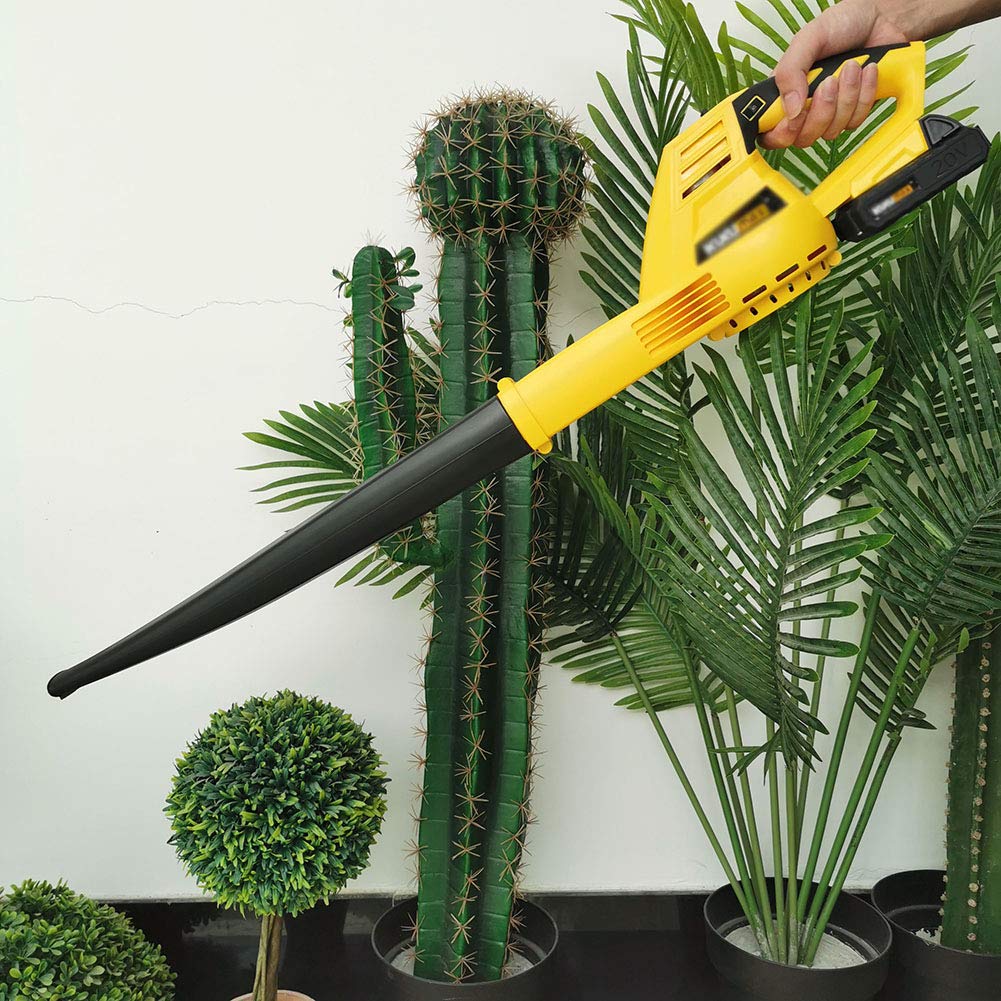 Giallo Soffiatore per Foglie Elettrico A Batteria con Batteria agli Ioni di Litio e Caricabatterie,Soffiatore di Foglie Portatile A 6 Marce,per La Pulizia di Terrazze/Giardino