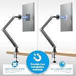 Jakeko Bras de moniteur portable magnétique - Aluminium solide lourd 75mm VESA Serre-tête 8.3" 12.9" 15.6" 16" 17.3" 18.5 de pouce 360° Base pivotante avec clips de câble
