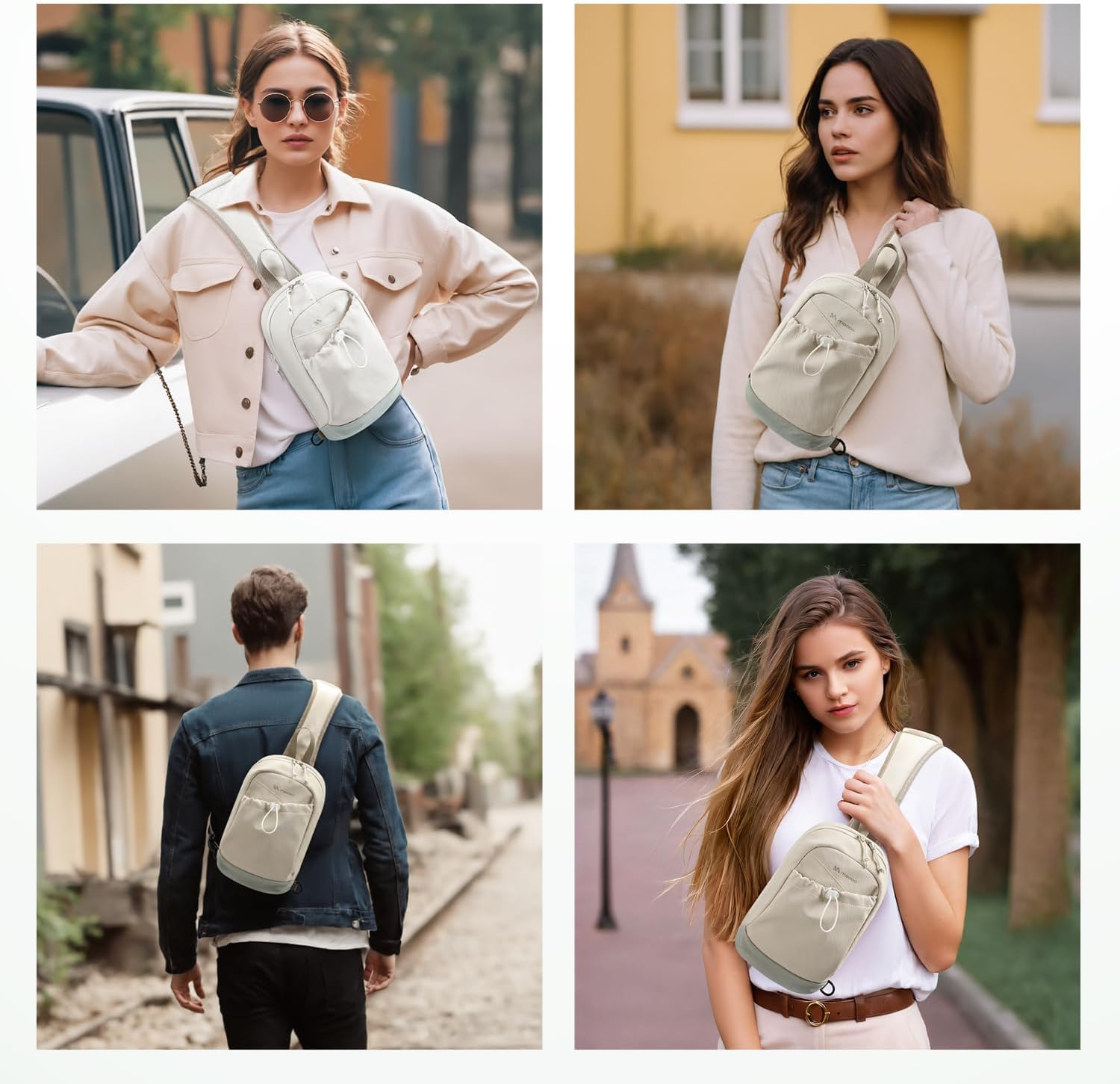 Sling Bag for Women, Crossbody Sling Chest Daypack Shoulder Cross body Bags for Casual Commuting Work Travel Sport Hiking,3.4L,Green Beige - Image 9