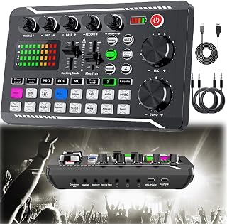 Live Sound Card With DJ Mixer Effects & Voice Changer, Audio Mixer for Streaming With Multiple Sound Effects (A)