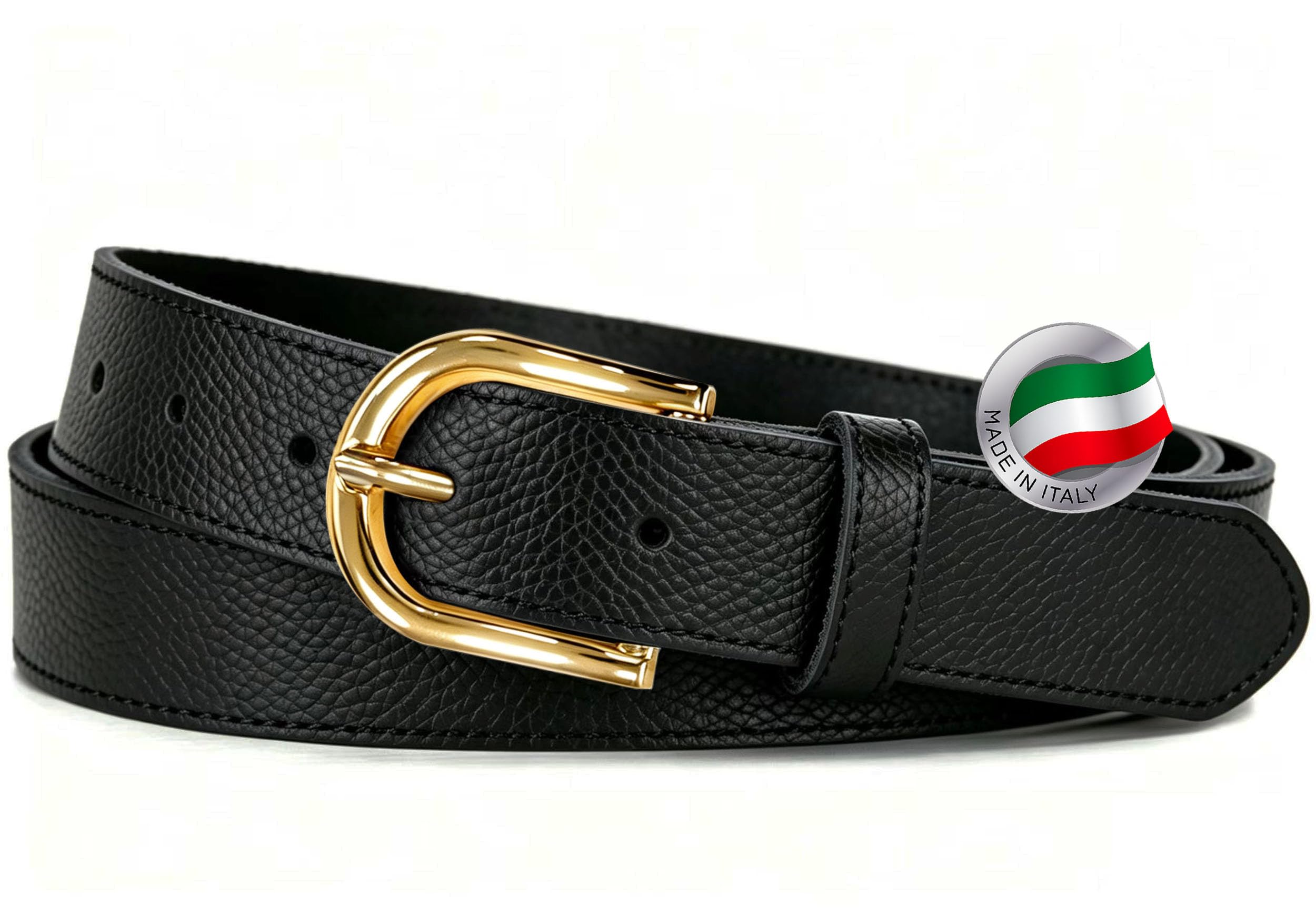 FOMAX Ledergürtel Made in Italy Handgemacht, Echtleder 3cm Breit | Gekörnt Leder Vollledergürtel für Damen Herren, Gürtel für Jeans Hosen Kleider Mode Nette Taille, Genarbter