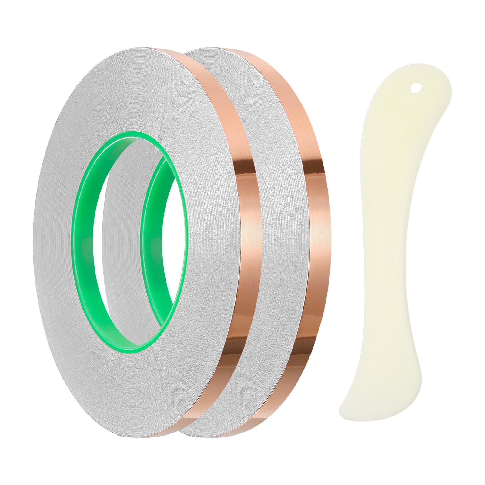 PATIKIL Copper Foil Tape, (10mm x 50m, Brass) (2 Set), Double Conductive Adhesive Tape with Correction Tool, Suit for - Guitar EMI/RFI Shielding/Electrical Repairs โ image 1