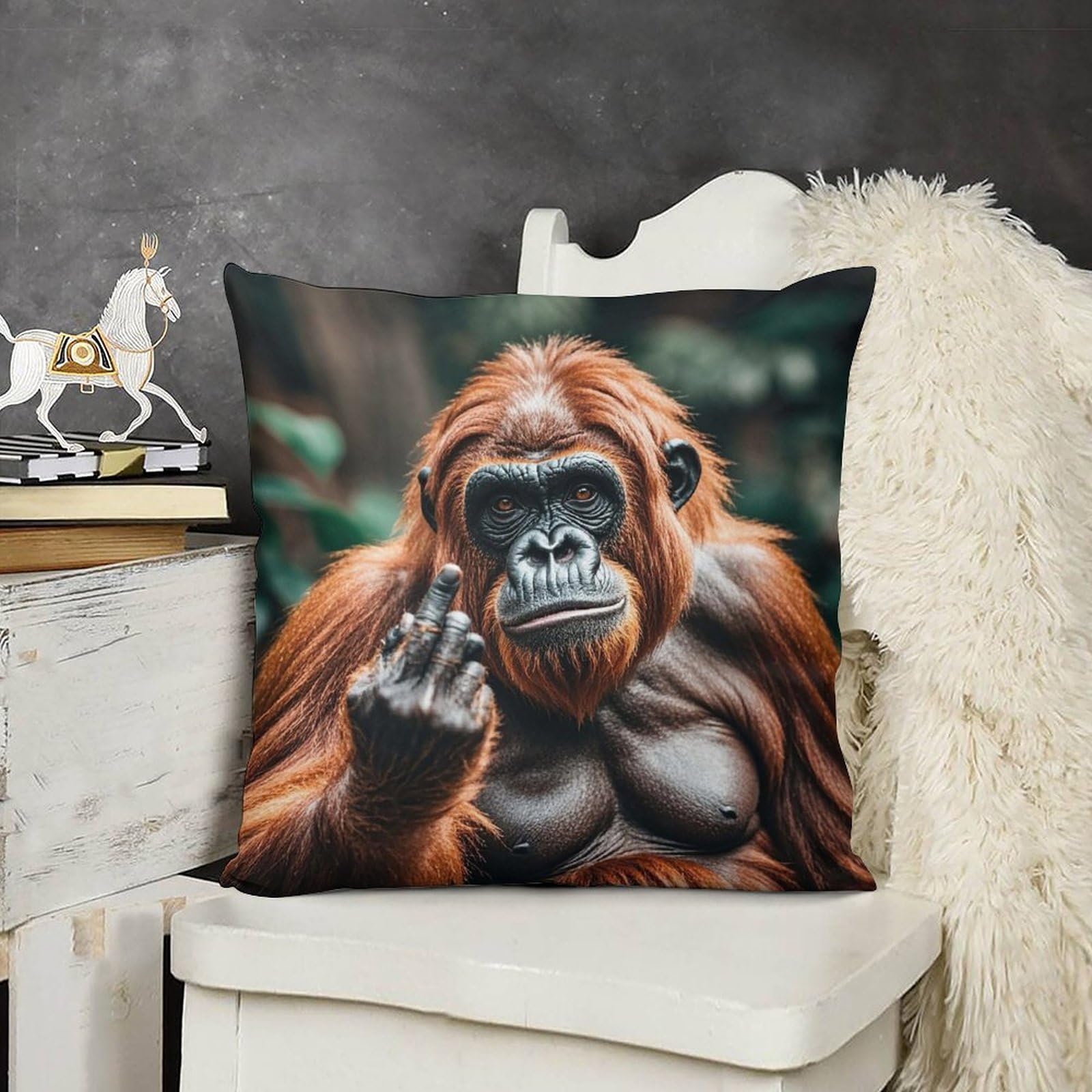 FodPand Boho Farmhouse Gorillas Pillow Covers with Hidden Zipper 22x22 Soft Plush Cushion Cover Decorative Throw Pillow Cases for Couch Bed Sofa Living Room Indoor Outdoor Home Decor