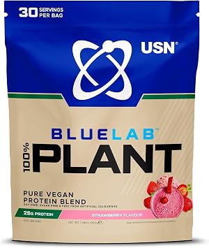 USN 100% Plant Protein Strawberry, Vegan Protein Powder (900g) A Sugar Free, Plant Based Protein Blend With No Soy and No Artificial Flavours