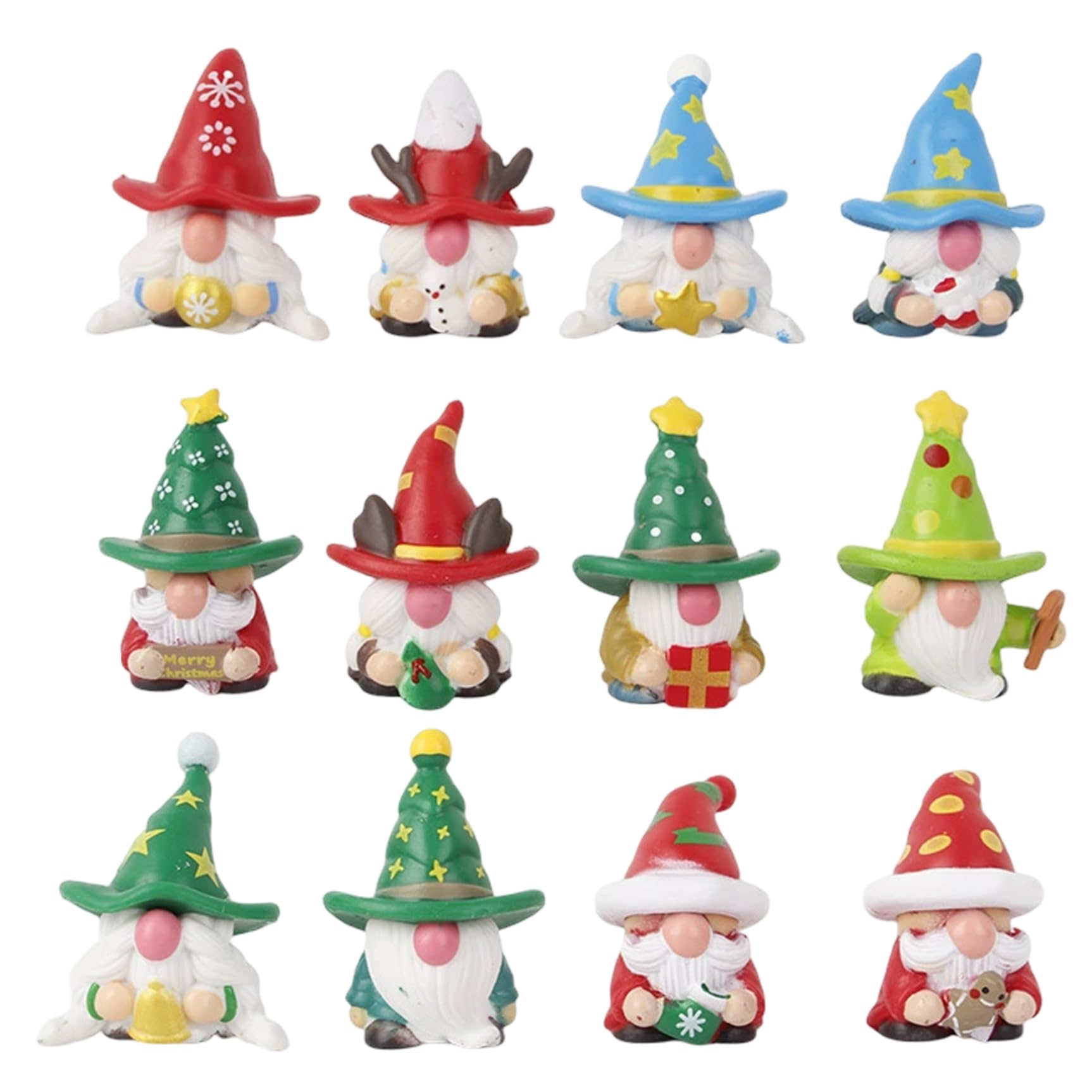 Nains de Noël 12 pièces en PVC de 4,1 cm pour décorations de pot de fleurs et maison