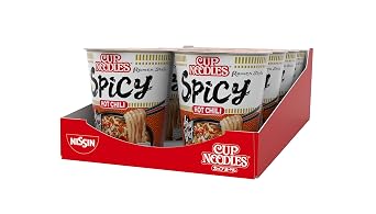 Nissin Cup Noodles – Hot Chili Spicy 8er Pack Soup Style Instant-Nudeln japanischer Art mit Chilis geröstetem Sesam & Gemüse schnell im Becher zubereitet asiatisches Essen (8 x 66 g)