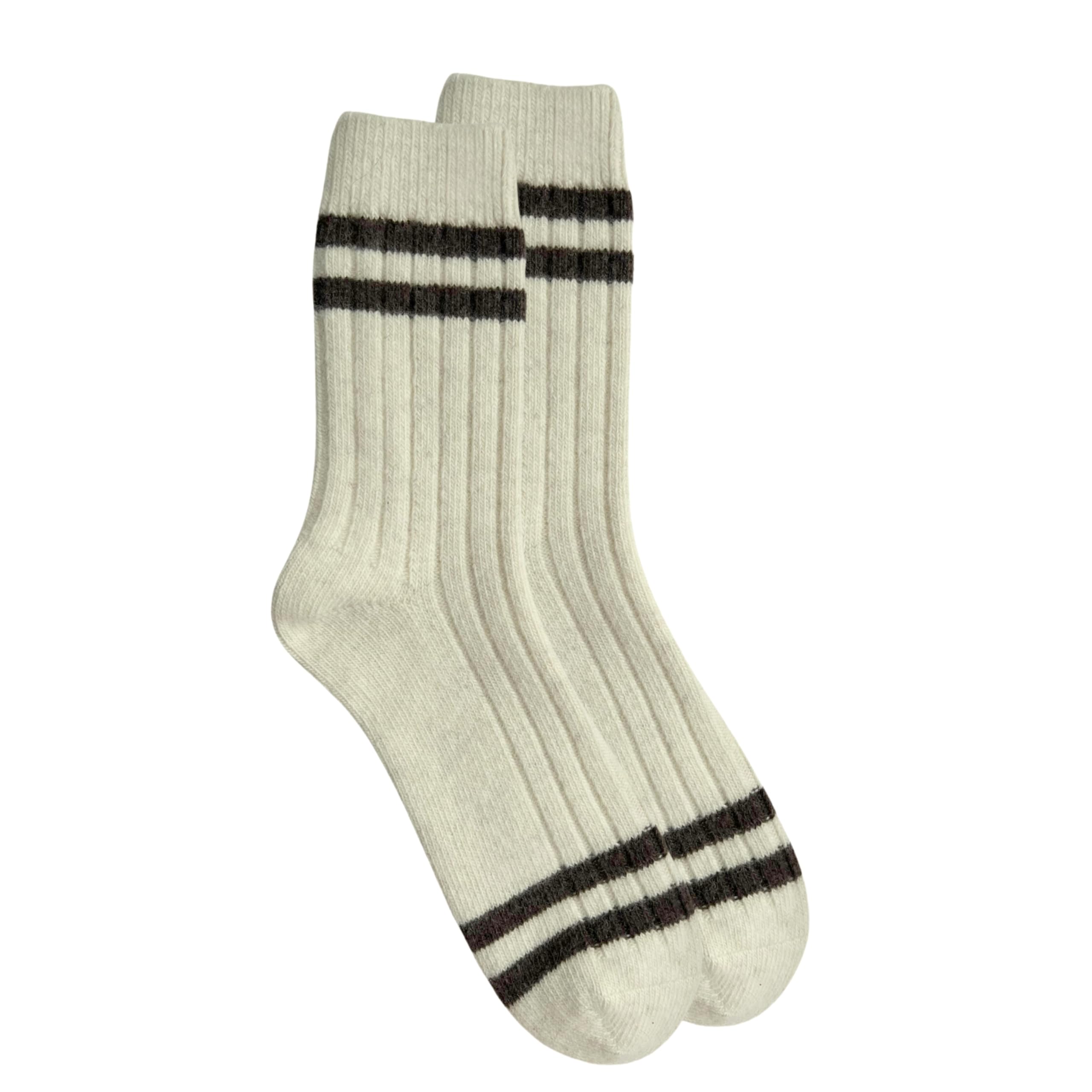 92% Merino Wool Socks Rib-Knit Home Natural, Made in Mongolia