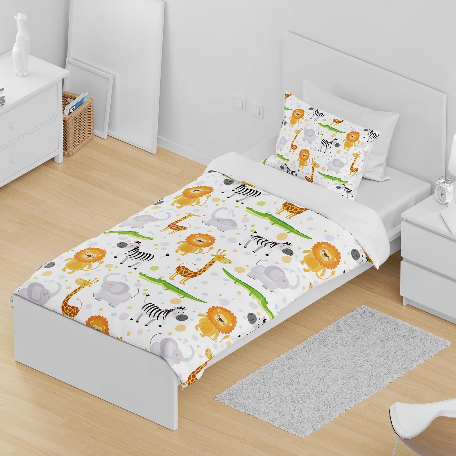 DJDEA Single Duvet Cover Set Wild Animal Pattern Print 135×200 cm - Image 4