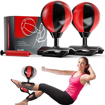 Sit Up Boxing Balls, Speed Punching Bag, Solid Ab and Arm Workout Equipment for Your Home, More Exercise Fun Than an Ab Machine or Ab Roller, Get Abdominal Gym Equipment Right in Your Home 2 Pack