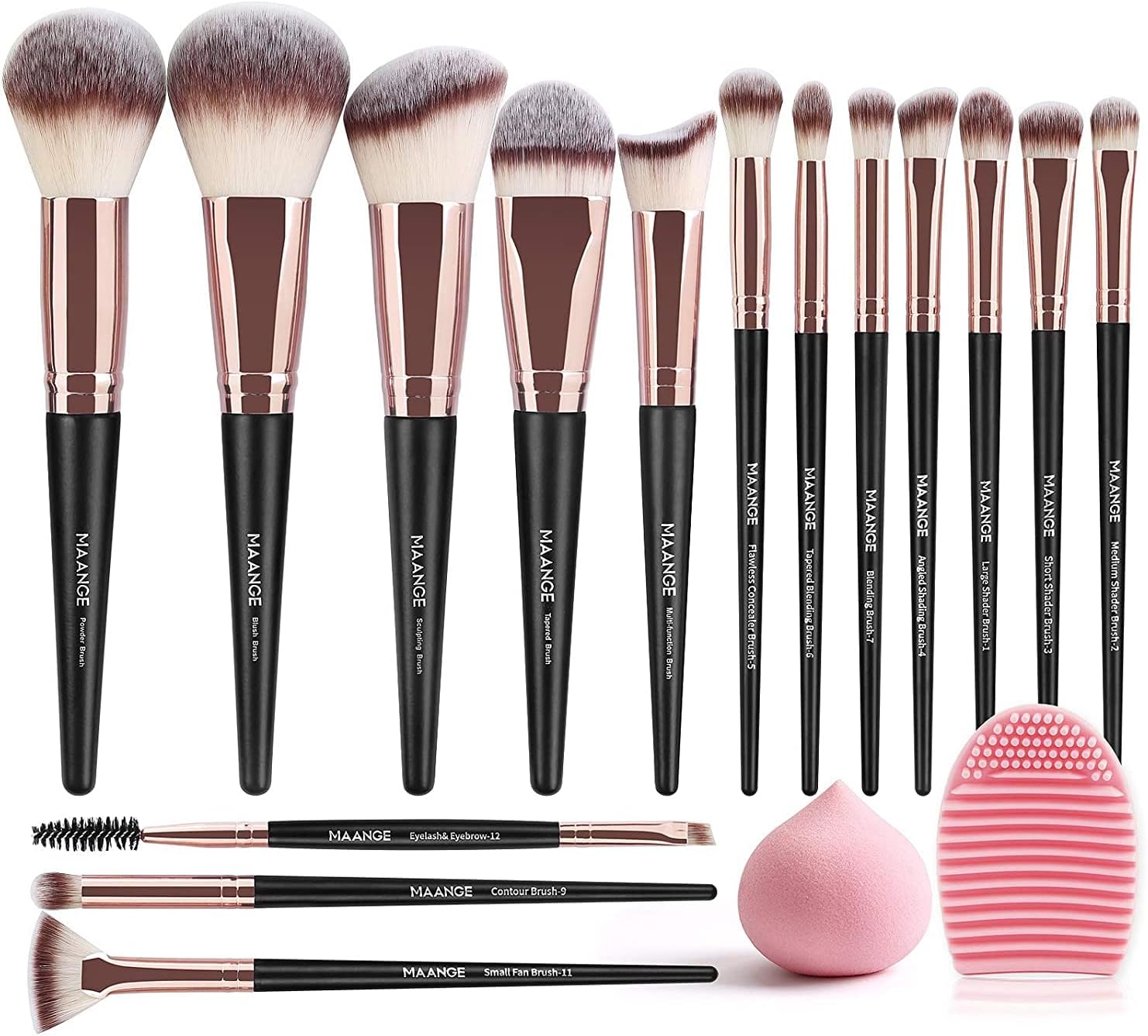 MAANGE Professional Makeup Brushes Kit 15 Pieces Set of Synthetic Makeup Brushes Blush Brushes Makeup Eyeshadow Brushes (Black Gold)