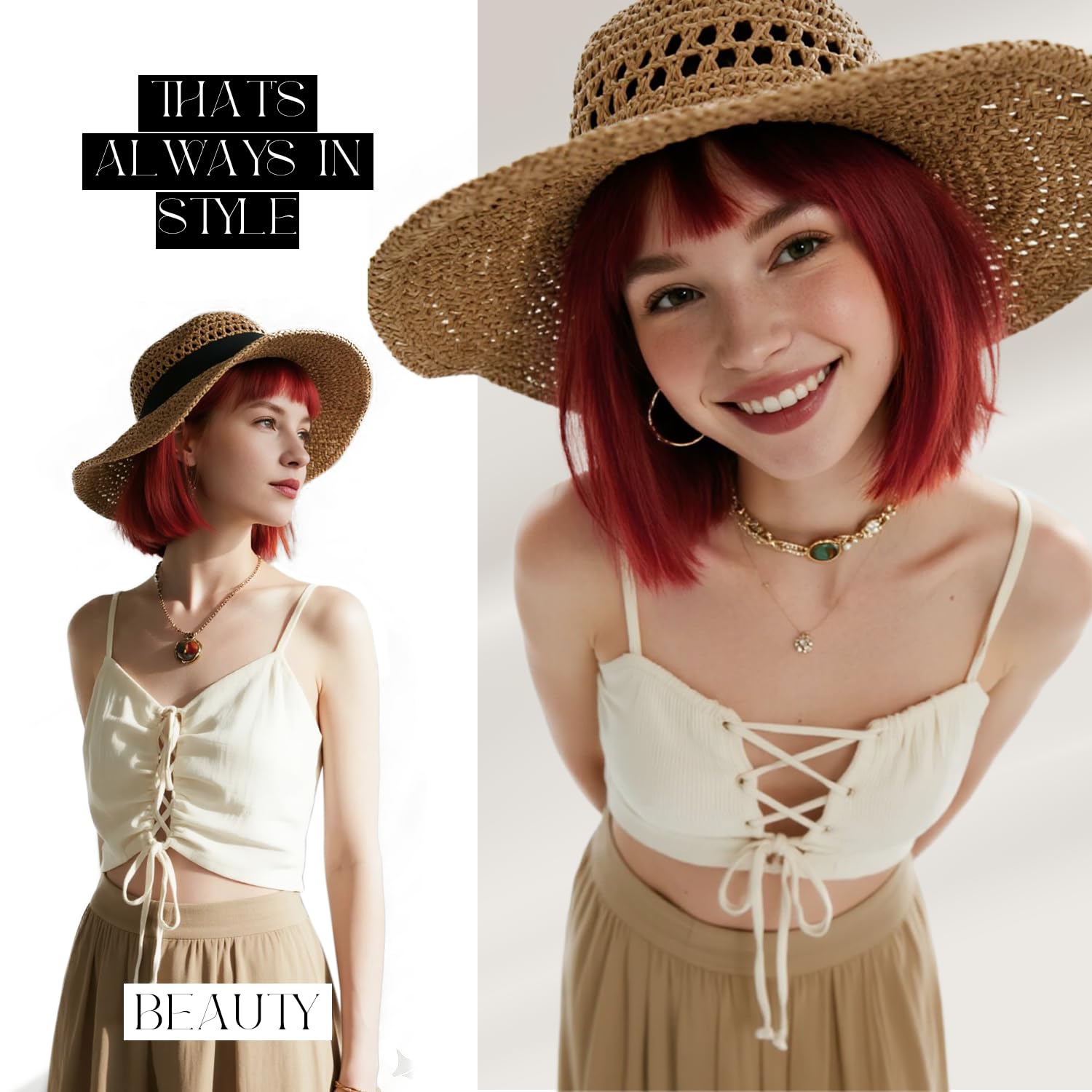 Short Straight Synthetic Bob Wig with Bangs, Heat Resistant and Glueless