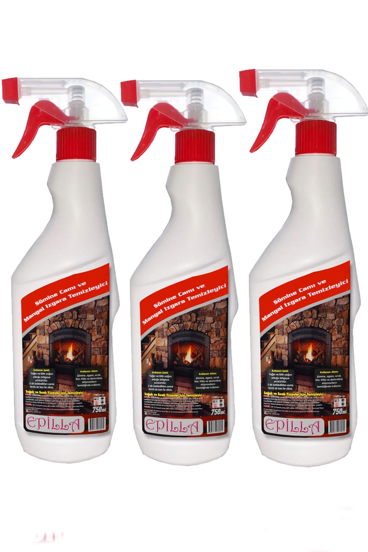 Epilla Şömine Camı Izgara Temizleyici Sprey 750 ml-3 Adet