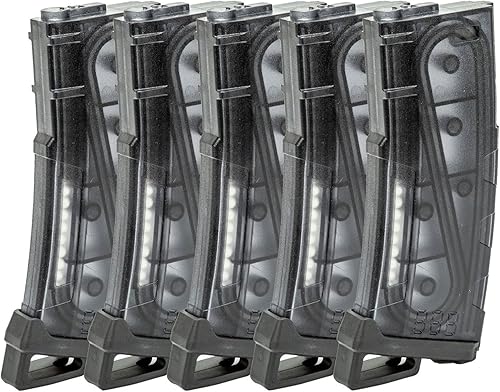 Vista 11 de Lancer Tactical Airsoft M4 M16 Serie de Polímero 130 Rondas con Ventana Transparente de Alta Velocidad Cargador Mid-Cap Airsoft - Paquete de 5