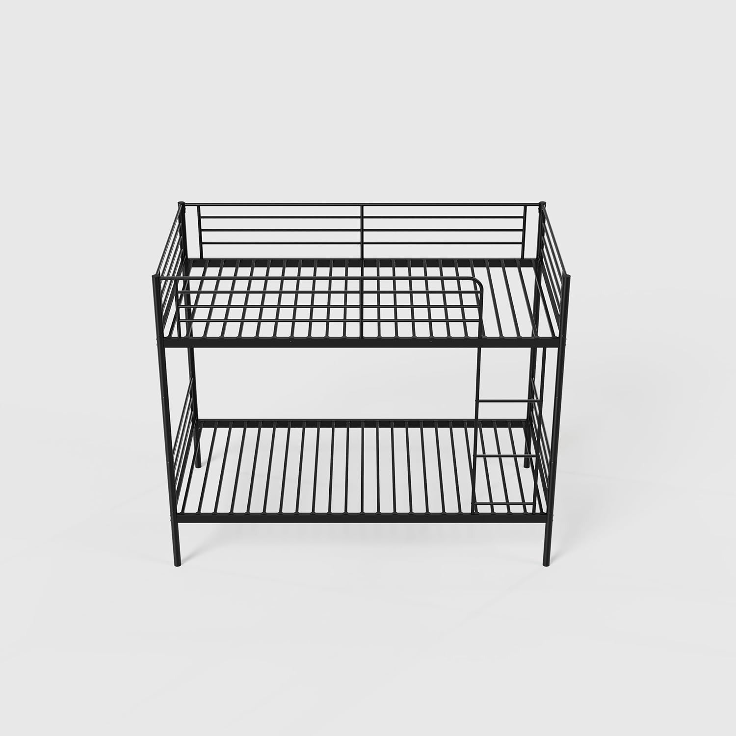 Bellemave Twin Over Twin Bunk Bed, Heavy Duty Metal Bunk Bed Frame with Ladder and Guardrail for Kids, Adults, Can be Split into 2 beds, Black