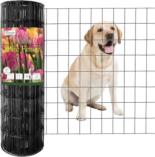 Valla de alambre soldada con revestimiento de PVC negro de 24 pulgadas x 50 pies, 2 pulgadas x 3 pulgadas 16GA, rollo de cercado de borde de jardín,