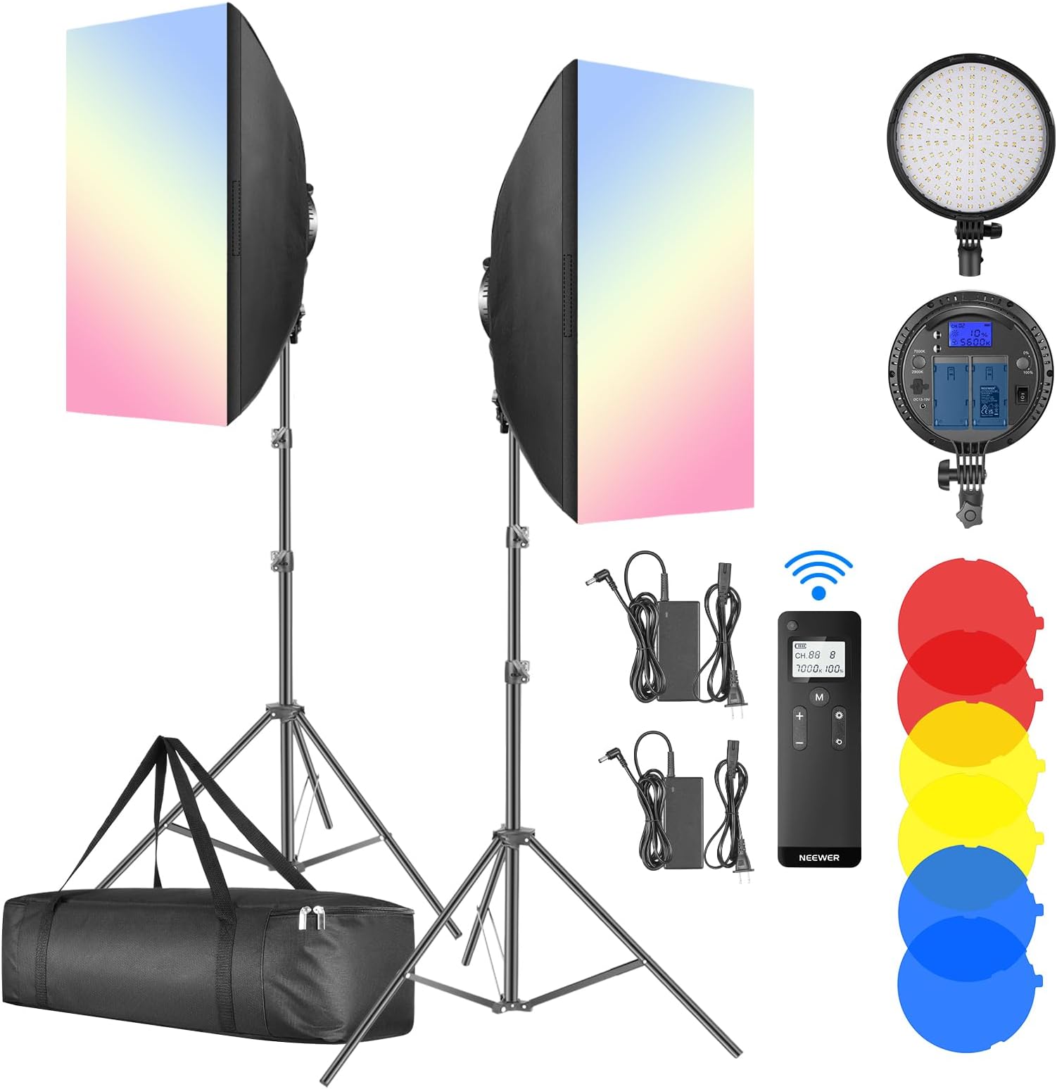 NEEWER LED Softbox Lighting Kit with 2.4G Remote, 2 Pack