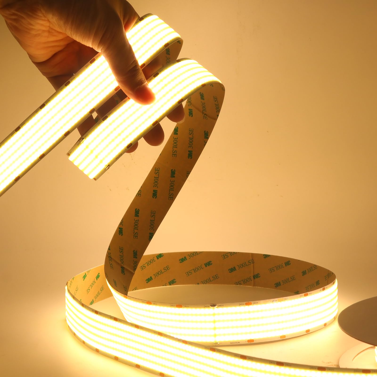 24 V COB Tira de LED, 1600 LEDs/m flexible 5 filas 30 mm de ancho Tira LED autoadhesiva no impermeable IP20 2 pines para decoración de fiestas en casa