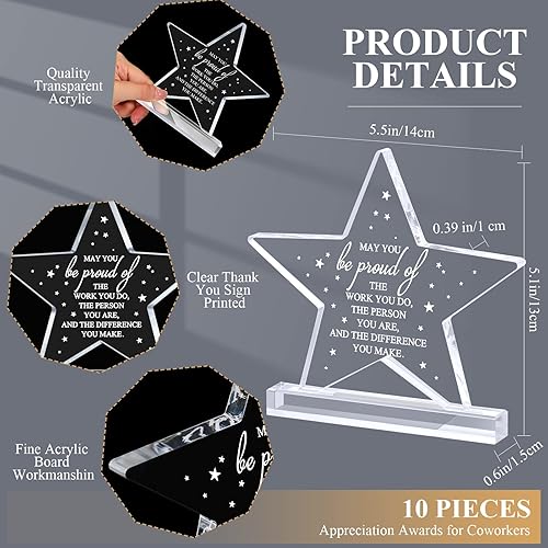Miniatura 2 de Bucherry 10 Piezas de Premios de Apreciación para Empleados para Compañeros de Trabajo de Acrílico Trofeo de Agradecimiento Puede que estés