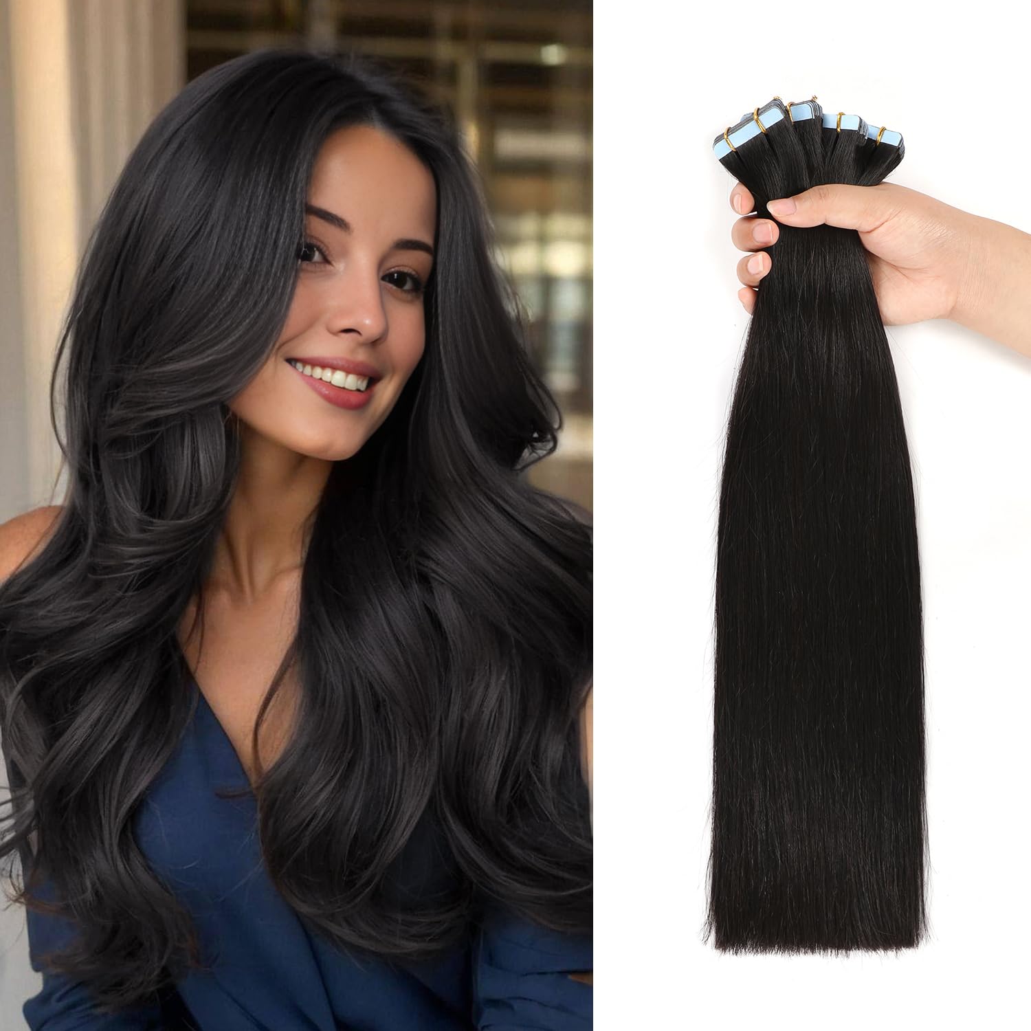 Amazon.com : JESSBO Tape in Hair Extensions Human Hair  display picture 2